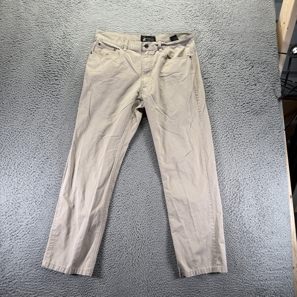 Beverly Hills Polo Club Pant Mens 36x30 Beige Corduroy Chino Straight Preppy